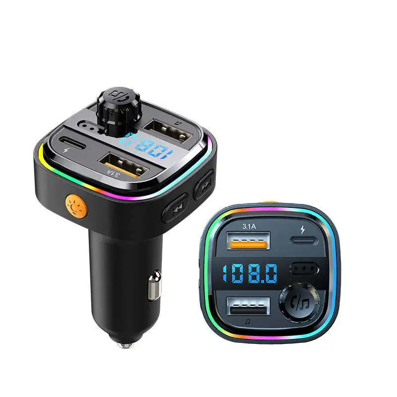 Car Waterproof Socket Dual Ports RGB Light 12V QC3.0 PD Type C Dual USB Fast Charger Cable Car Charger