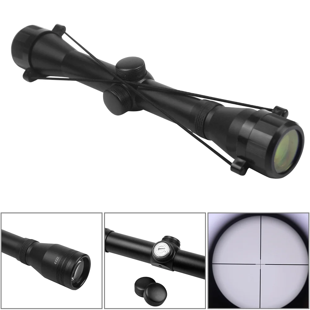 4X32 Scope One Tube Glass Double Crosshair Reticle Optical Sight Hunting Scope