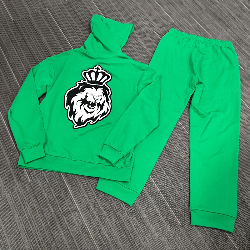 custom chenille oversize jogger set men sweatsuits unisex hoodie set full zip hoodie tracksuit