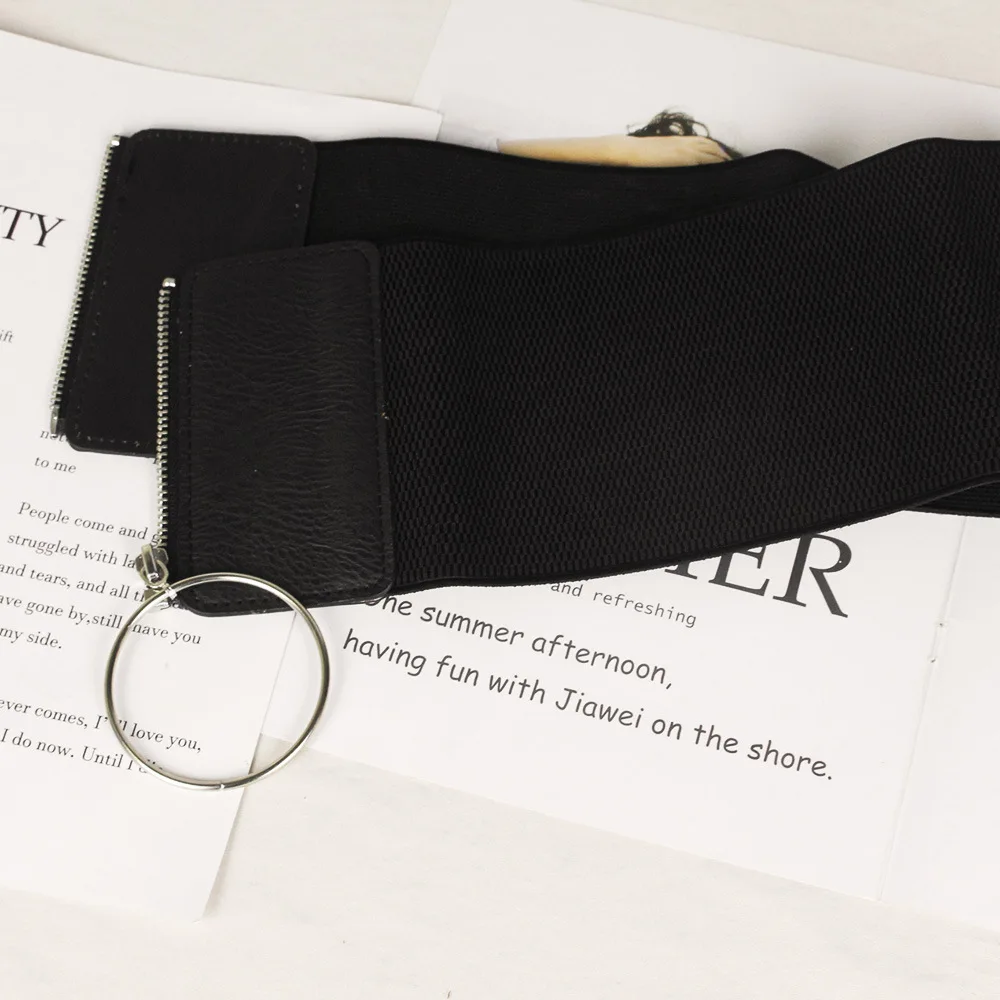 fashion custom   Negro elastic waist band  with big circle wide women belt