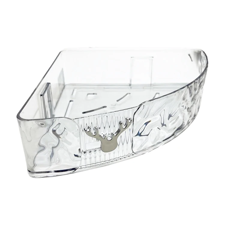 PET Strong vacuum suction cup hook Wall mounted storage basket kitchen bathroom Suction cup triangle plastic storage rack