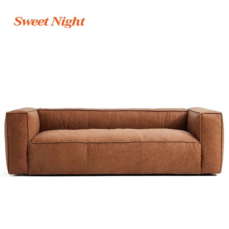 
Wood Frame European Sectional Living Room Set Furniture Leather Luxury Sofa 