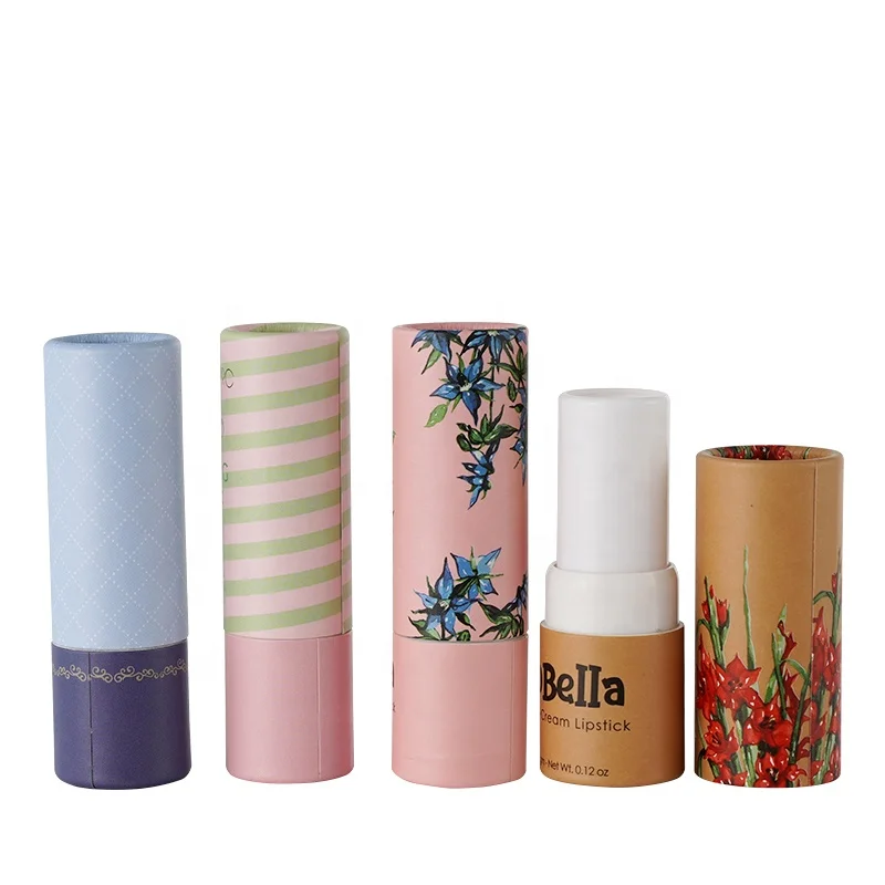 Custom eco friendly kraft paper deodorant paper tube lipstick container lip balm tubes twist up lipstick paper tube