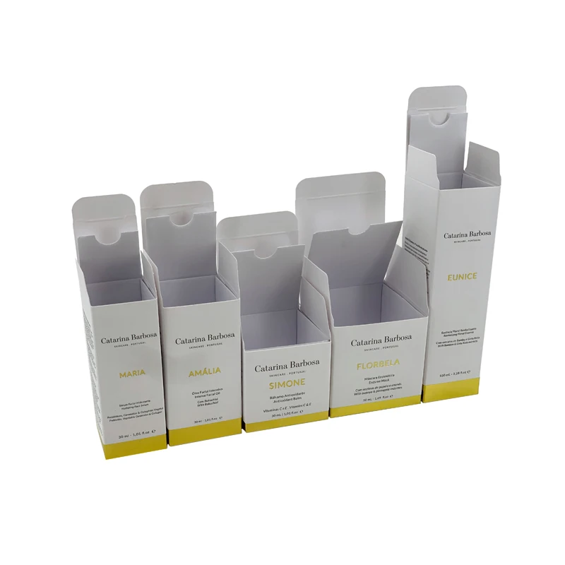 Оптовая продажа, индивидуальная полноцветная печать горячим тиснением, товары для ухода за кожей, белая упаковочная коробка, косметическая бумажная коробка, печать