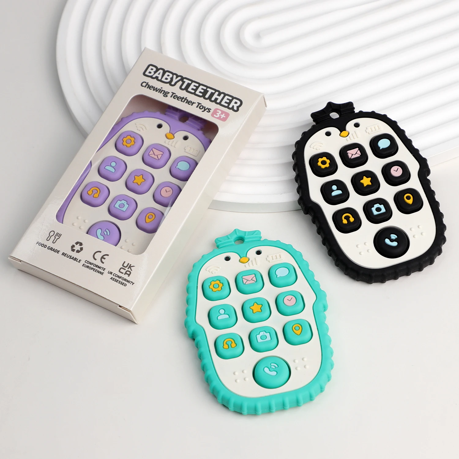 Adorable Penguin Remote Control Silicone Baby Teether - Animal-Shaped  BPA-Free, Soft Silicone Teething Toy for Infants