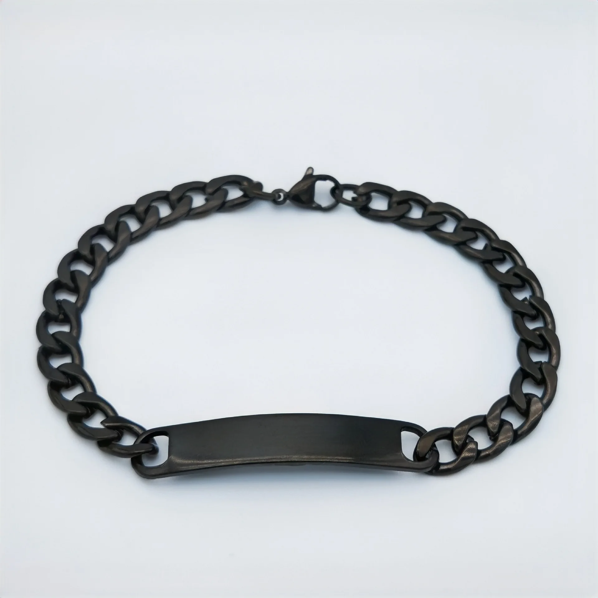 New Design Bracelet Personalized Name Engraved Stainless Steel Plate Classic Style Polished Jewelry Couple Bracelet