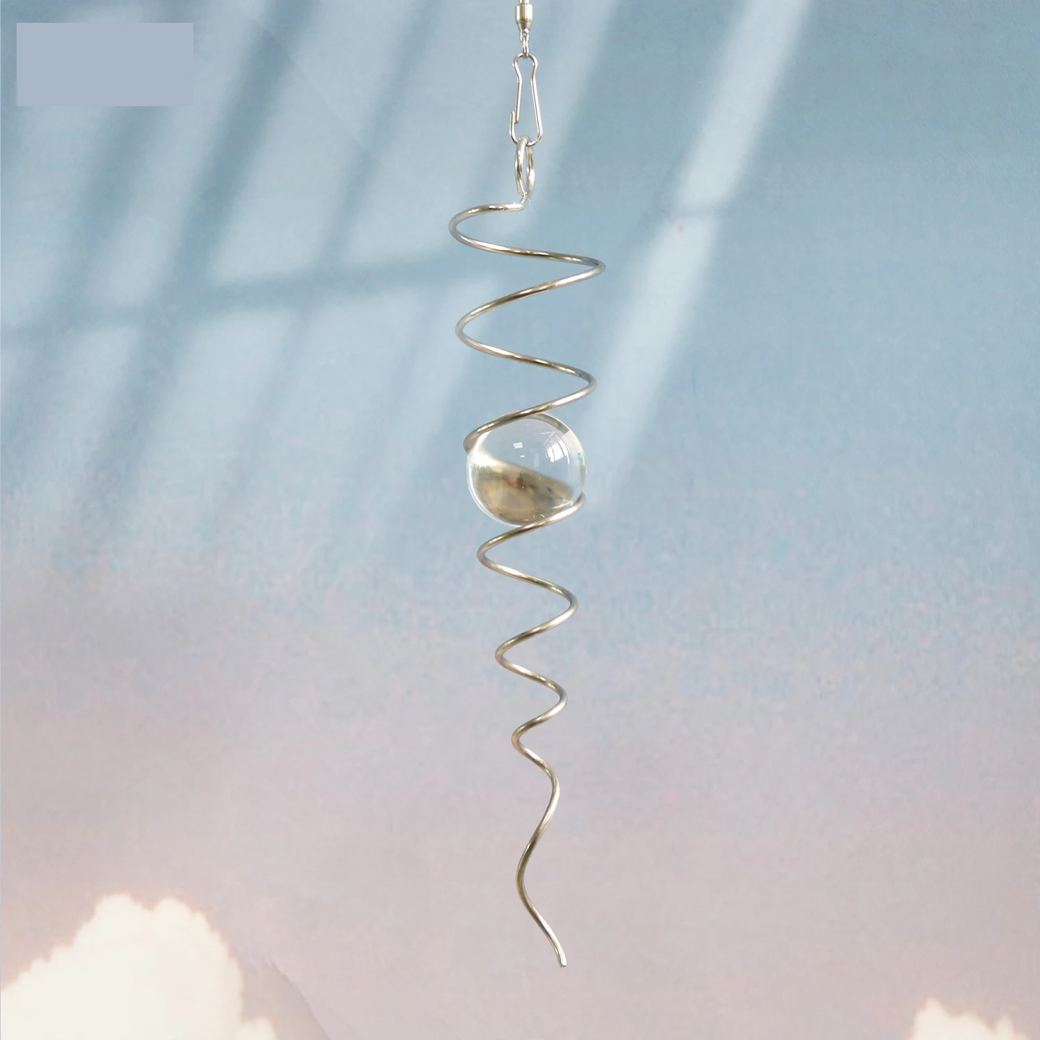 Gazing Twister Spiral Tail Wind Spinner Outdoor Garden Decoration Stabilizer Crystal Ball Tails Hanging Swivel Decor