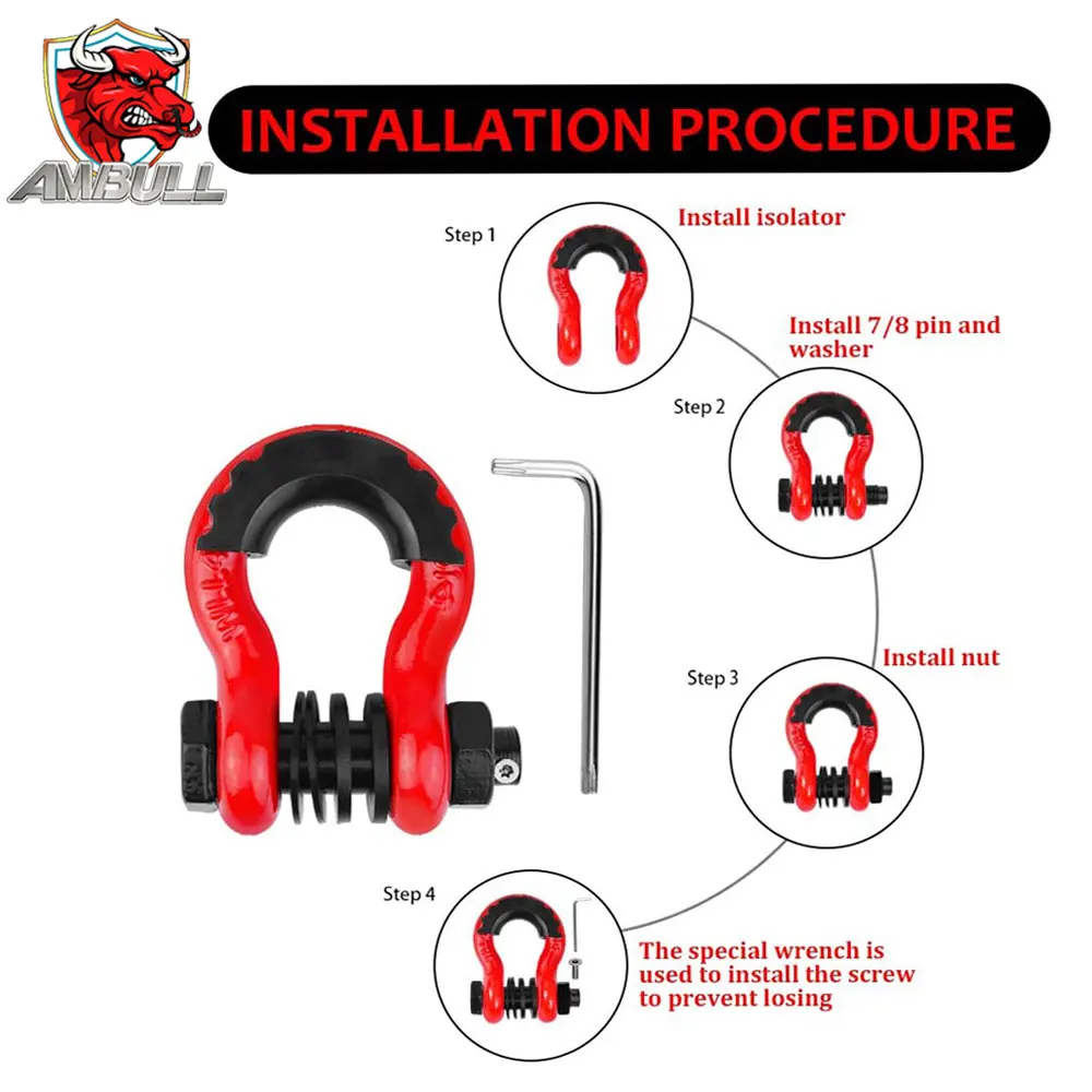 Top Sell Wear Resistant Anti-Theft 16mm Steel Cable Shackle Anti Theft U Shackle Lock Moq 2pics 4.75 Ton Bow Shape Shackle