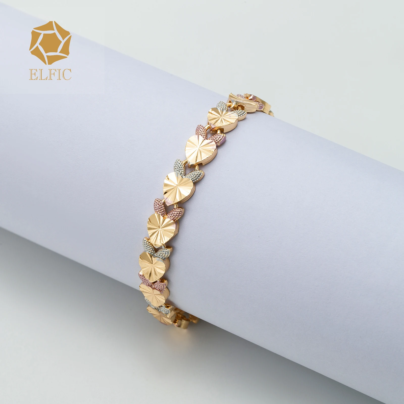 Elfic American and dubai best selling jewelry 18K Gold Plated simple Bracelet hollow Bracelet for men women