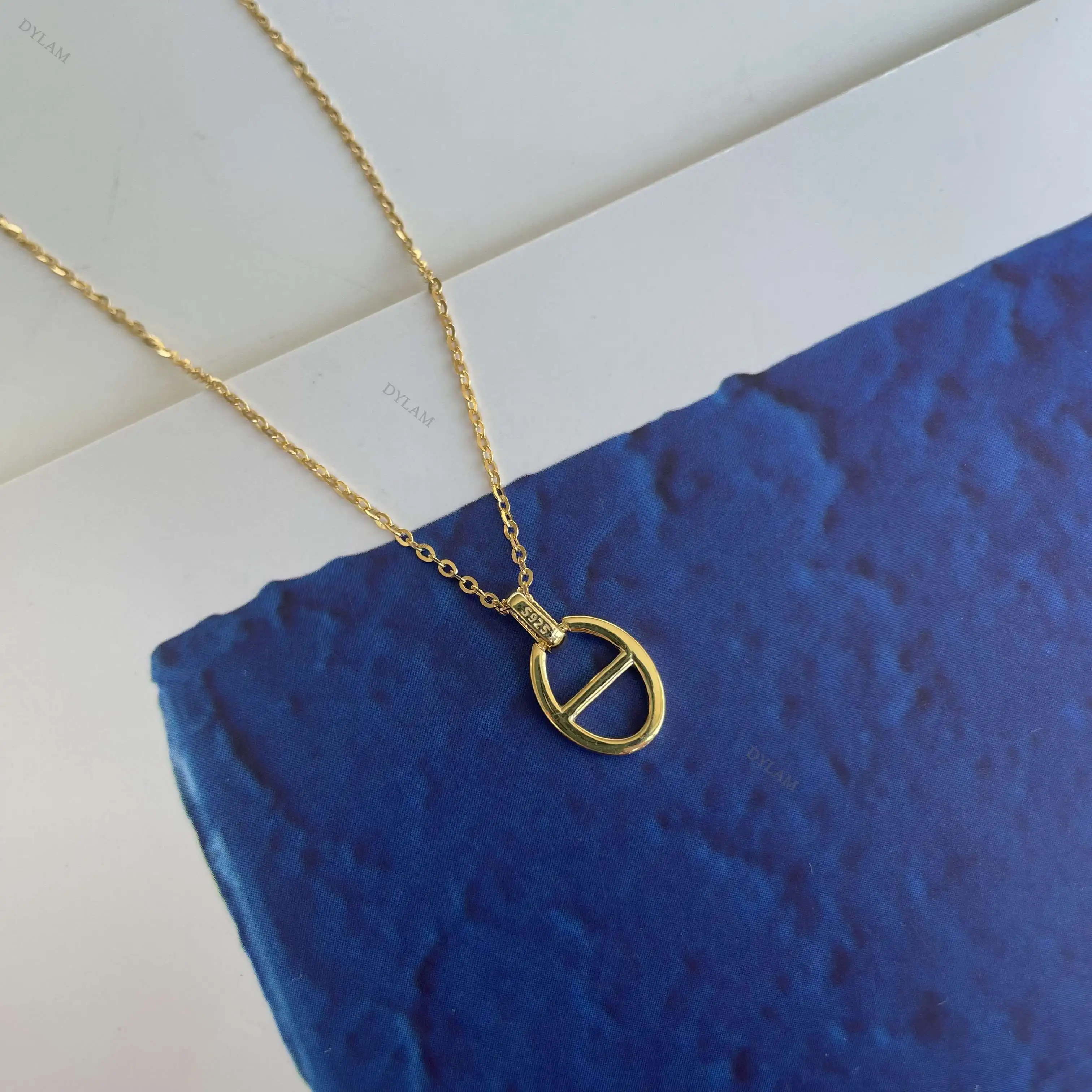 Dylam Wholesale Sweater Hip Hop Coffee Bean Chain Link Choker Gold Plated Collar de Plata Sterling Silver 925 Pig Nose Necklace