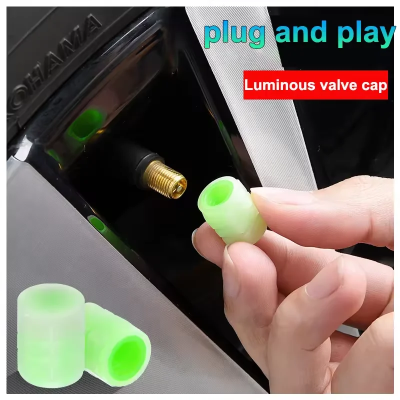 Custom high quality Fluorescent Car Tire Air Dust Cover Luminous Glow in The Dark Valve Stem Cap s
