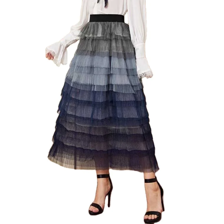 Fashion New Arrival Latest Design Customized Woman Casual Ombre Layered Tutu Skirt