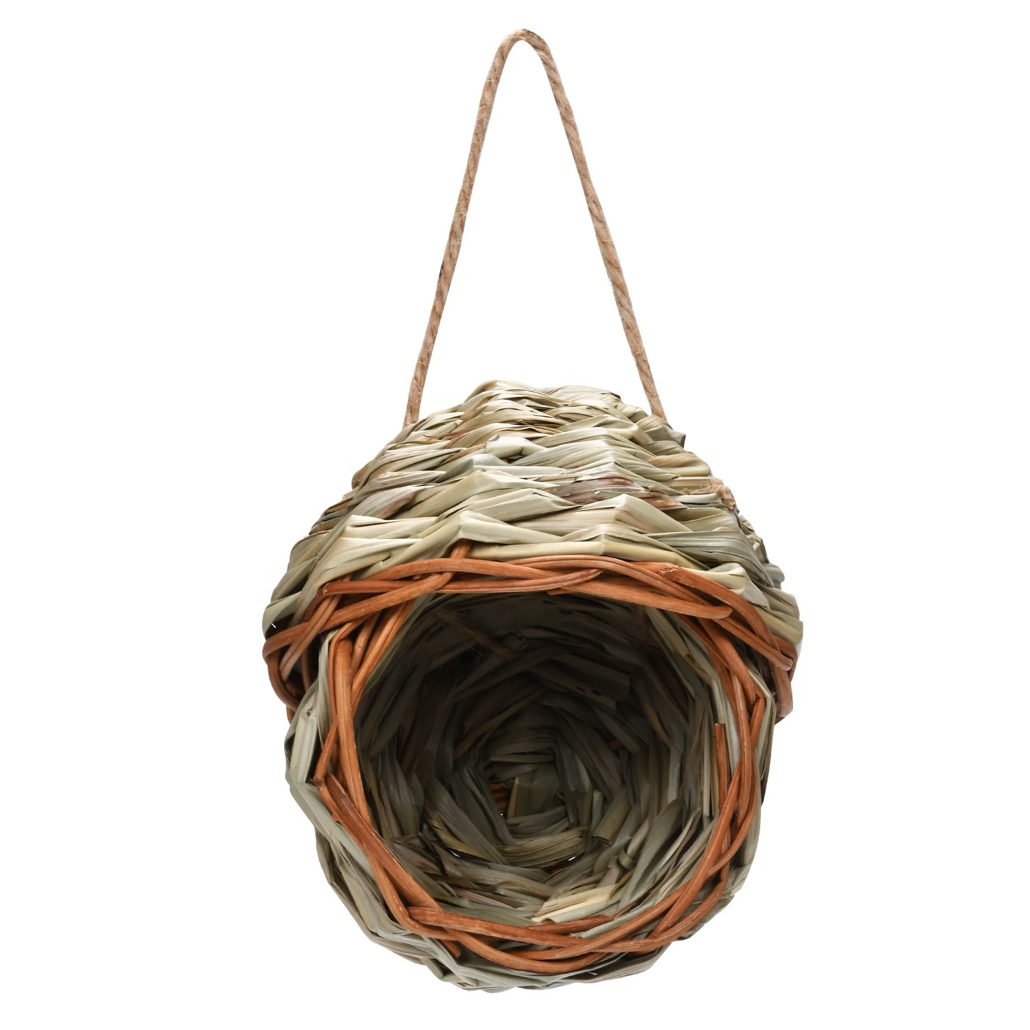 Hummingbird Birdhouse for Outside Hanging Grass Hand Woven Reed Bulrush Bird Nest Natural Bird Hut House Cage