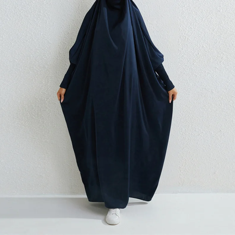 Turkey Solid Color Prayer Islamic Dubai Clothing Long Dress Muslim Woman Polyester Prayer Robe Abaya dress