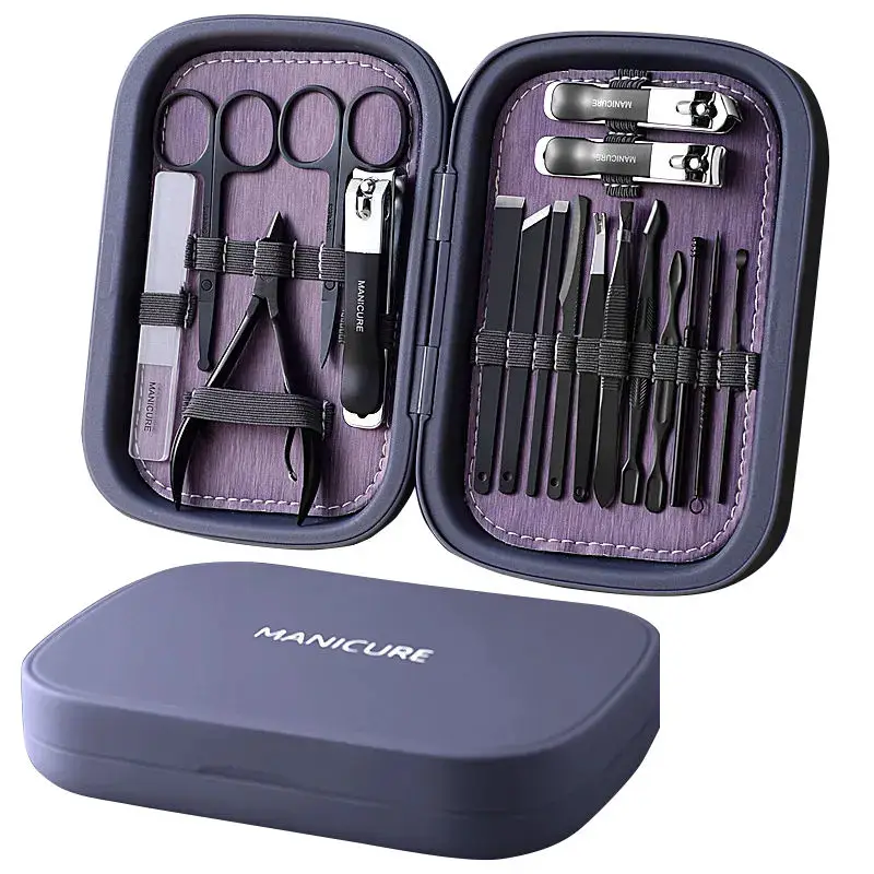 New 18 in 1 Manicure Set Nail Clippers Pedicure Kit Stainless Steel Manicure Tools Grooming Kit For Nail Care with Premium Case