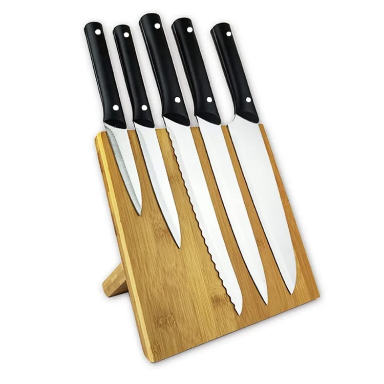 Multipurpose magnetic bamboo knife block holder rack universal knife holder