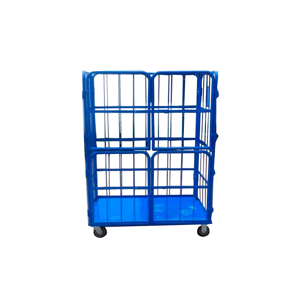 Logistics industrial laundry folding warehouse container cage roll containers trolley with door
