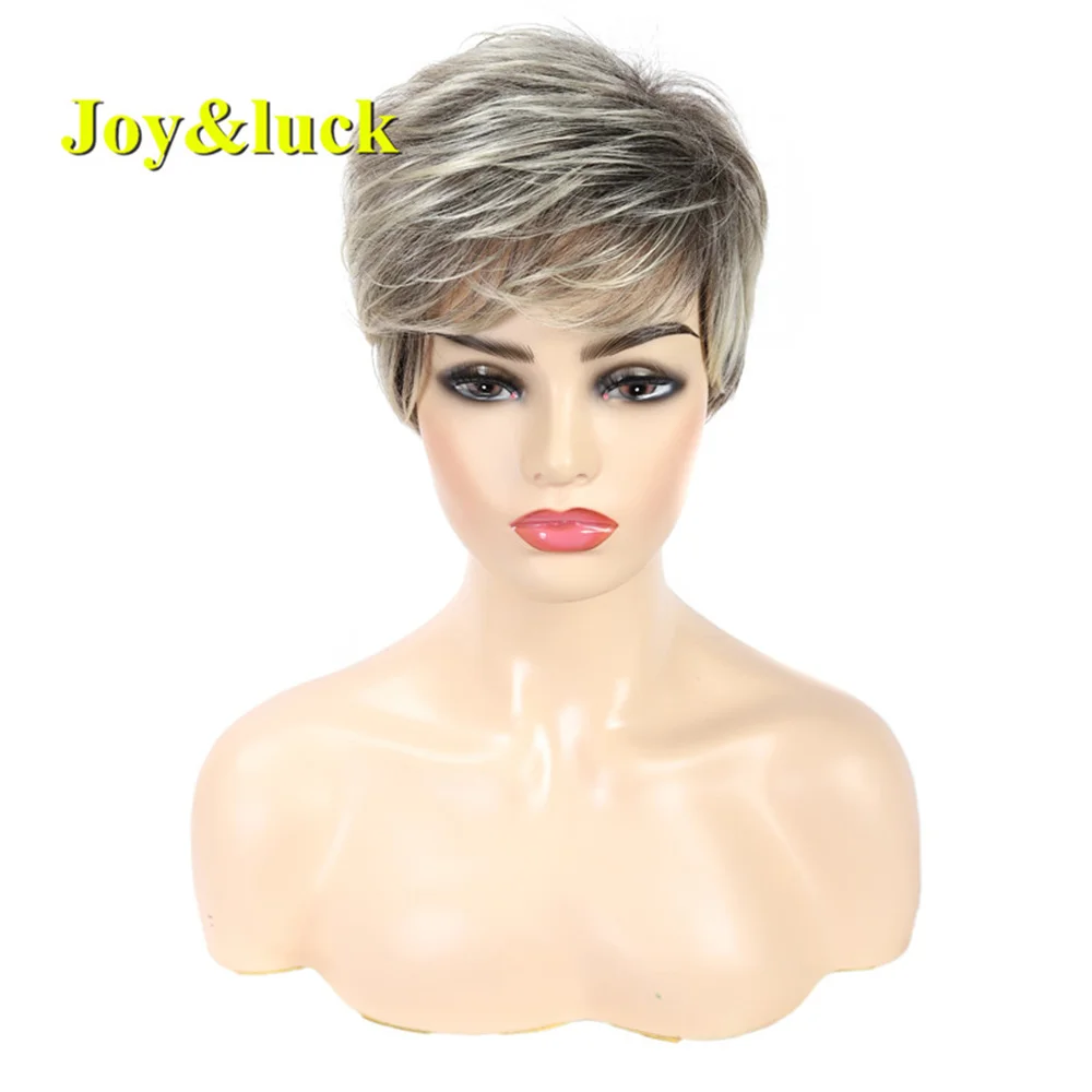 Wholesale Wigs for Women Hairstyle Ladies Hair Wigs With Bangs Brown Ombre Blonde Natural Straight Short Synthetic Hair Wigs
