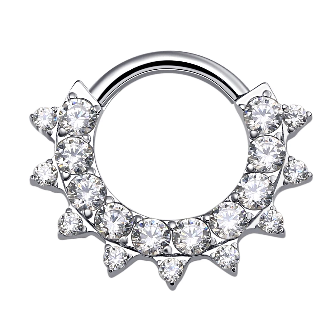 Eternal Metal 18G ASTM F136 Titanium  CZ Pave  Hinged Segment Hoop Rings Body Jewelry Nose Ring