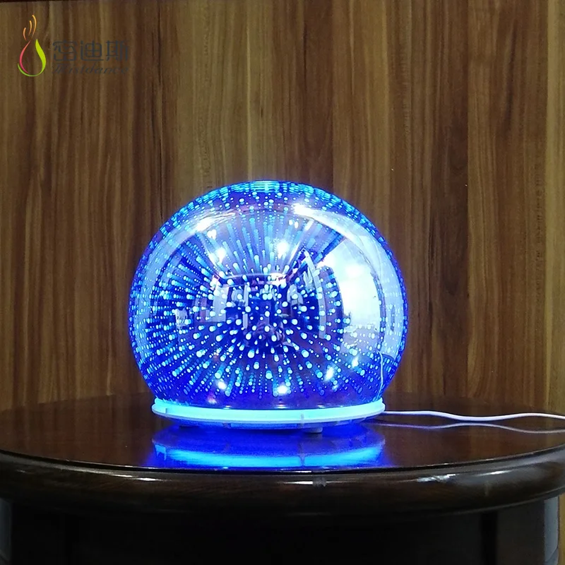 Innovative design 200ml 3d fireworks ultrasonic glass aroma humidifier aromatherapy essential oil diffuser scent diffuser