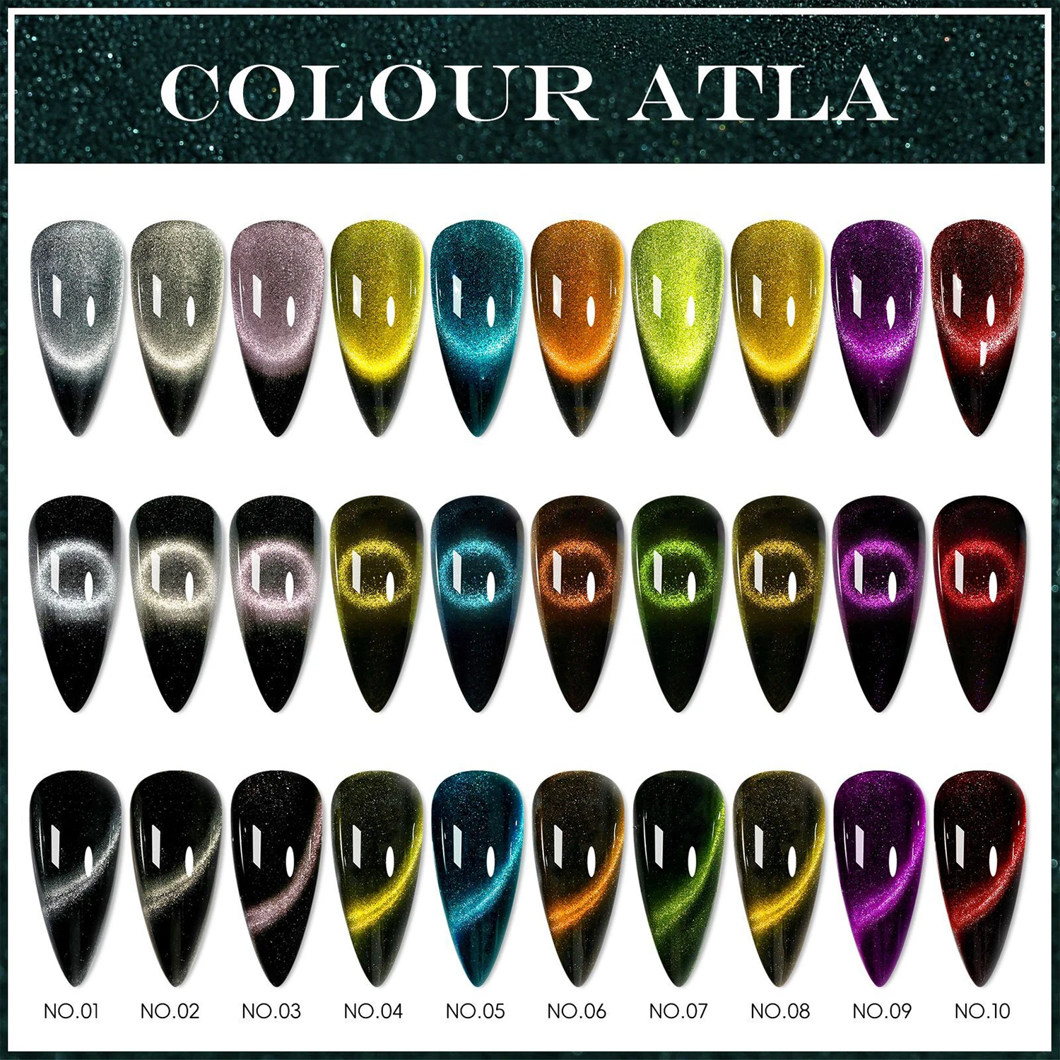 Cat Eye Chrome Nail Powder  Magnetic Powder 9D Cat Eye Effect Mirror Effect Pigment Dust Magic Galaxy Holographic Effect Glitter