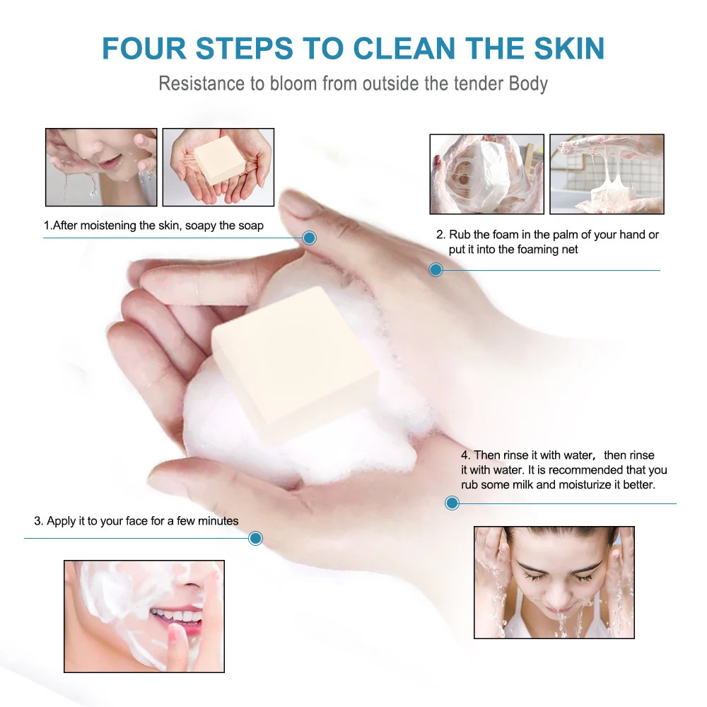 OEM Organic Soap Private Label Goat Milk Soap Base Whitening Essential Oil lamina de jabon Deep Cleansing Remove Acne Anti Mite