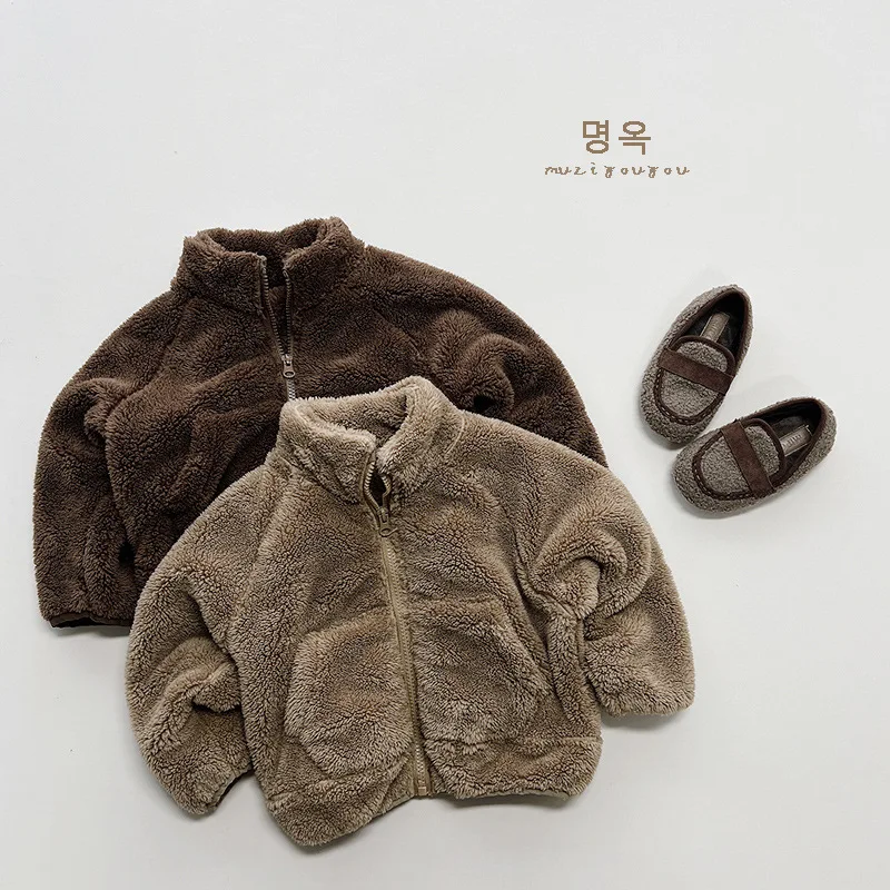 Unisex Winter Warm Zipper Toddler Girls Boys Sherpa Fleece Fuzzy Pullover Jackets Coat Kids Baby Sherpa Zipper Jacket