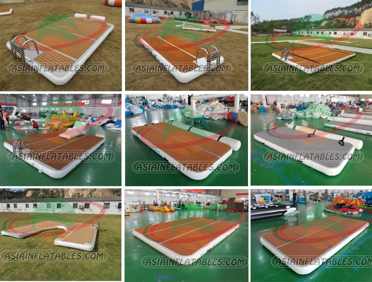 Outdoor Inflatable Swim Island Floating Raft Inflatable Floating Water Jet Ski Dock Floats Platform With Ladder