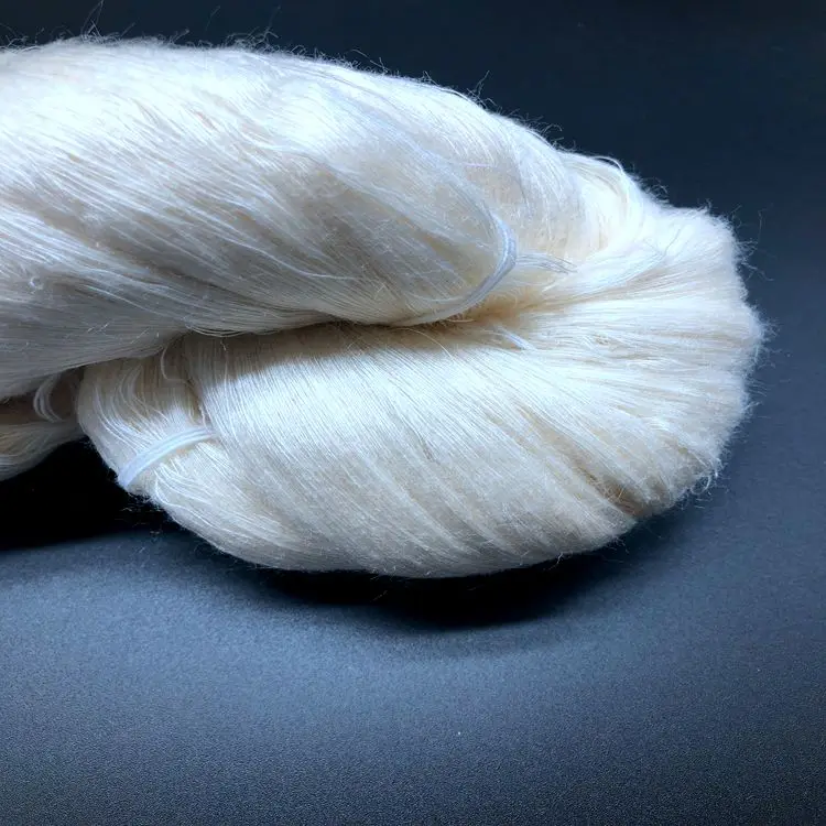100% tussah шелковая белая пряжа на конусах для