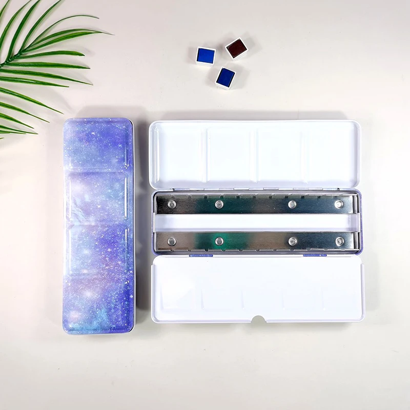 Star Watercolor Box Tinplate Watercolor Box Colorful Anti-Skid Full Pan Painting Solid Pigment Case M Size Tin Box
