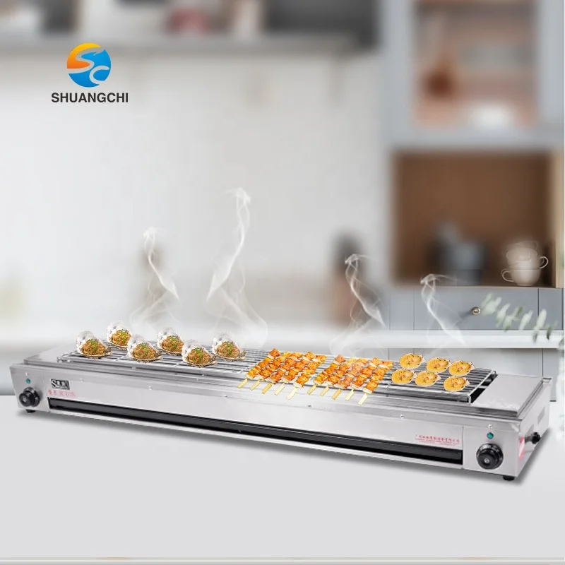 ISO CE stainless steel electric barbecue grill commercial meat roaster machine kebab roasting stove for industrial use