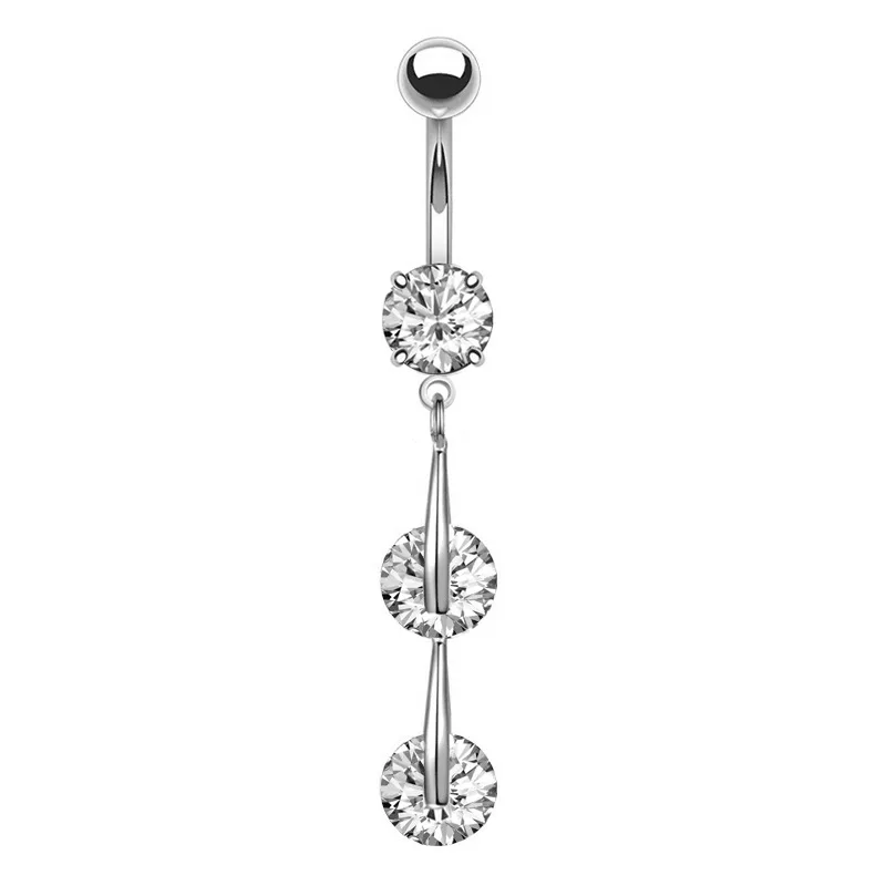 VRIUA Stainless Steel Crystal Navel Button Piercings Gem Nombril Belly Bars Sexy Ombligo Piercings Dangle Piercing