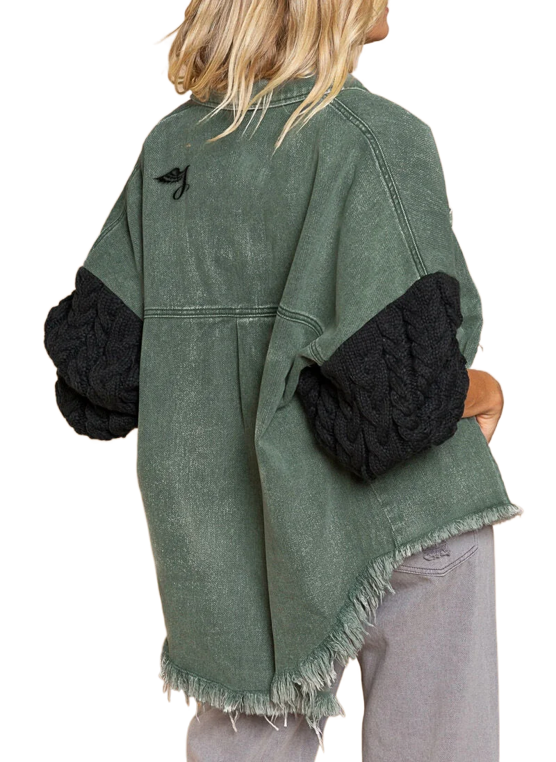 SMO Ladies button open patchwork women winter coat korean style jeans sweater denim jackets