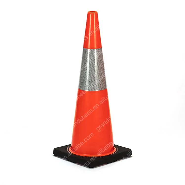 
36 inch 900mm High Fluorescent Orange Black Base PVC Road Traffic Cone 