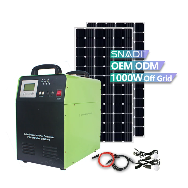 All In One 1kw 1000w 12V /24V Off Grid Solar Power Generator System For Home Portable Solar Generator With Panel Completed Set