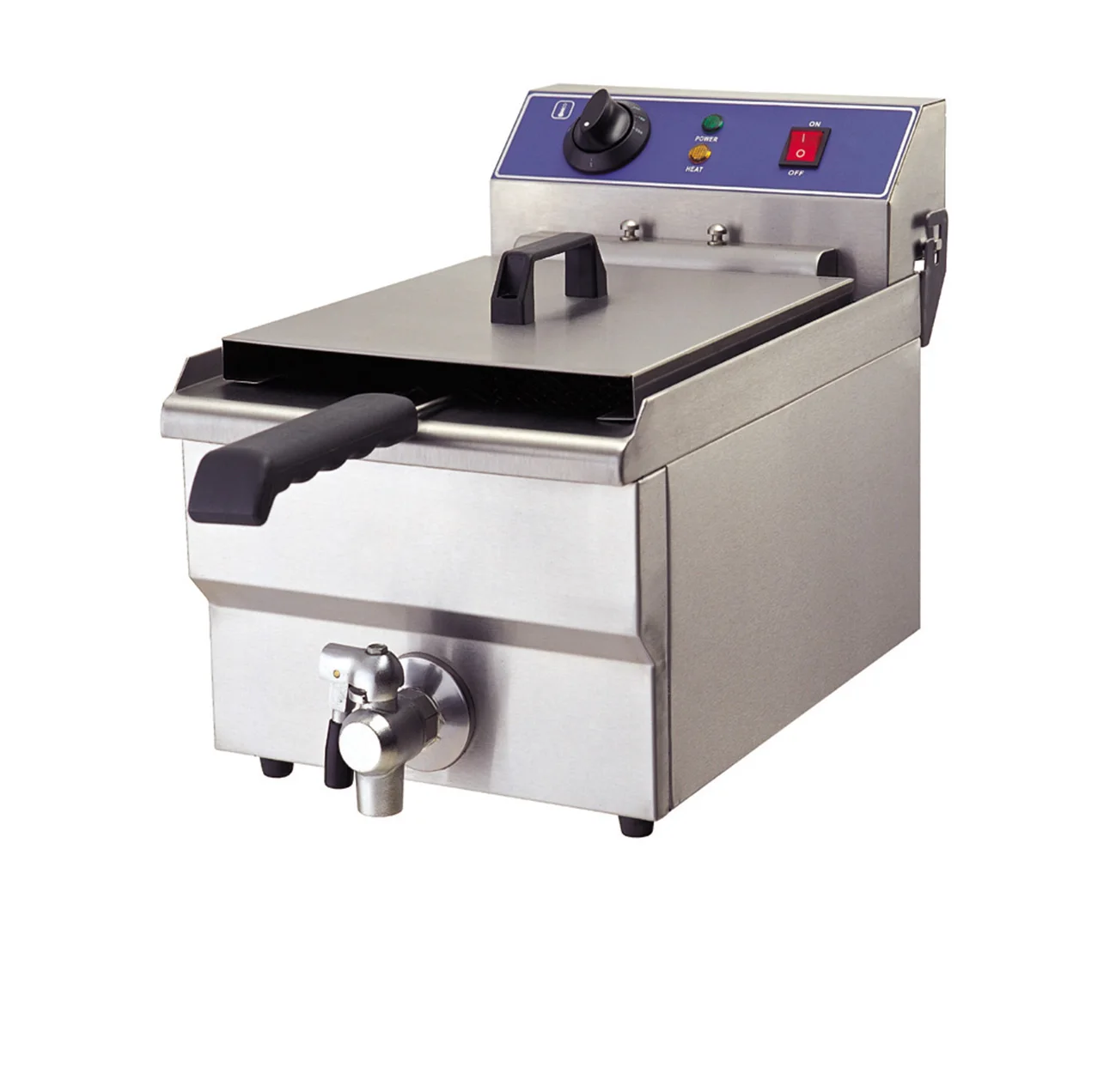 16L Deep Fryer, 1-Tank 1- Basket Electric Fryer With Tap, Single Tank Single Basket Deep Fryer