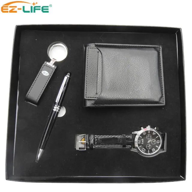 Лидер продаж 2020 персональный подарок держатель для карт кошелек кожаные часы USB флэш-накопитель с