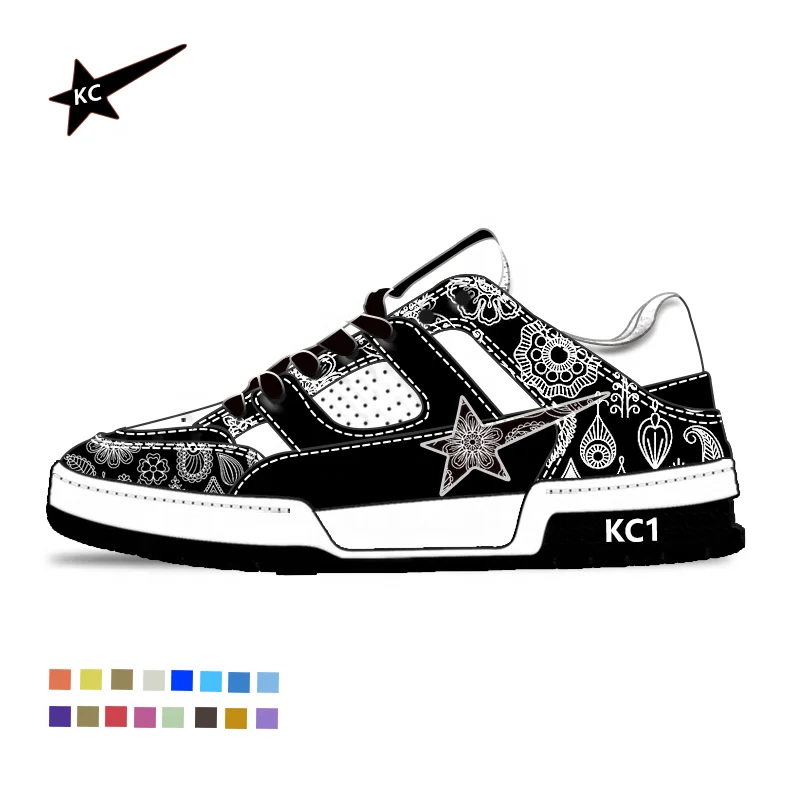 Sneakers Fashion Skateboard Style Men's Sports Shoes Sneakers Factory Wholesale Custom Casual High Quality Leather Rubber