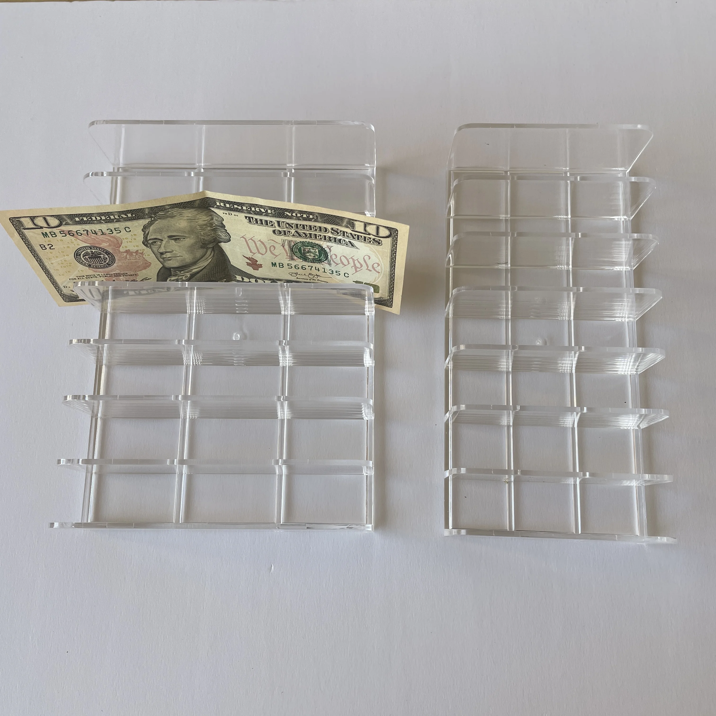 Multiple Function 7 Section Divider Plastic Large Acrylic Bill Budget Tray Makeup Clear Cash Holder Money Storage Organizer
