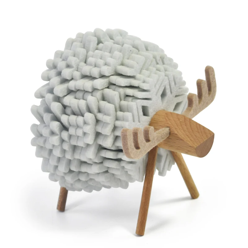 Free Sample Eco-friendly Handmade Sheep Shape Anti Slip Polyester Felt Cup Coaster