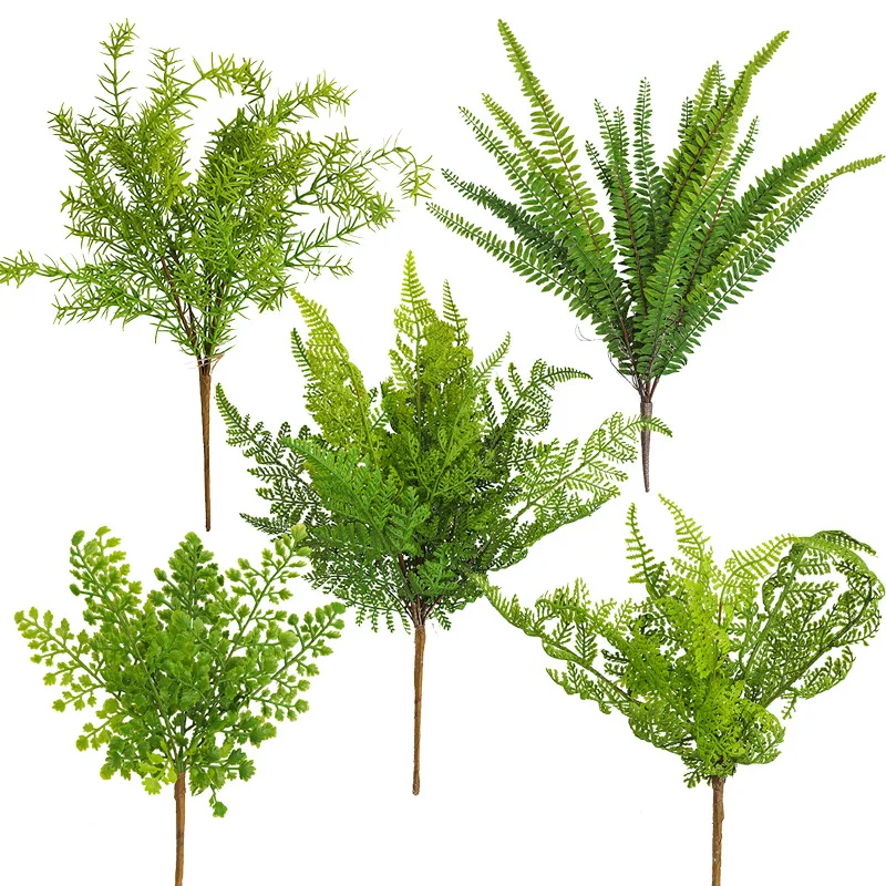 Artificial Boston Plastic Fern Plants Bushes Faux Plants Shrubs Fake Greenery UV Resistant leaves Persian Fern Tropical Decor