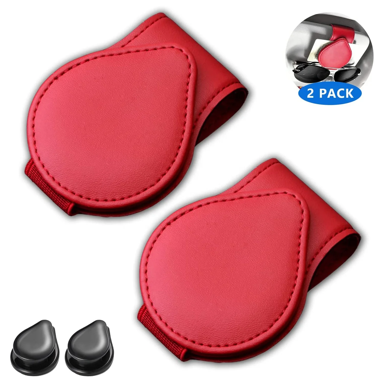 2022 Leather Storing Glasses Cards Leather Magnet Car Visor Sunglass Holder