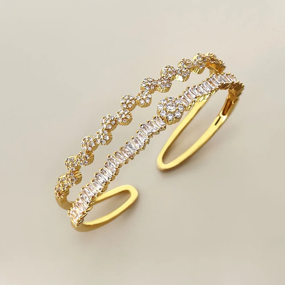 dubai gold plated jewelry cubic zirconia wedding bangle bracelet