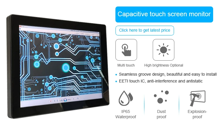 10.4/12.1/13.3/15 Inch Capacitive Touch Industrial Monitor Waterproof Screen VGA HDMI touch screen monitor panel pc Display