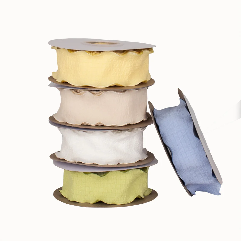 YNS Wholesale Cheap Flowers Bouquets Decorative Picot Ribbon Diy Wavy Lace Pleated Ribbon