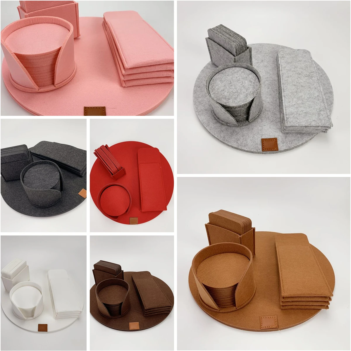 
Multi-color round 3 piece set felt cup mat environmental felt place ware mat non-slip mat can add Logo 