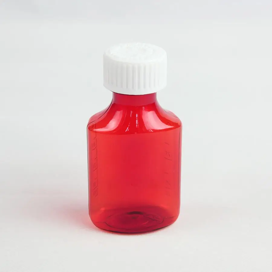 Plastic Amber Oval CR or Non CR  Screw Cap Liquid Bottles  with 0.5oz 1oz 2oz 3oz 4oz 6oz 8oz 12oz 16oz
