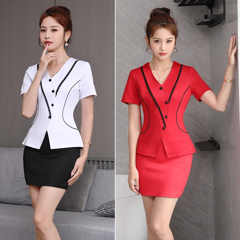 Wholesale OEM/ODM  Design Spa Beauty Hotel Uniform Reception Female Staff Hotel Uniform