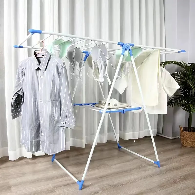 High Quality Iron Coated Clothes Drying Rack Foldable Balcony Clothes Hanger Butterfly Type Clothes Rack Stand