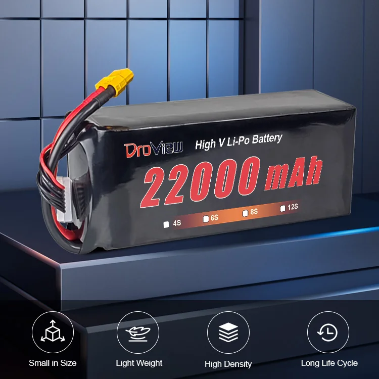 Droview Lipo Polymer Battery 6S 22.8V 22000mAh 30C High Rate High Voltage Rechargeable UAV Lithium Batteries for FPV Drone